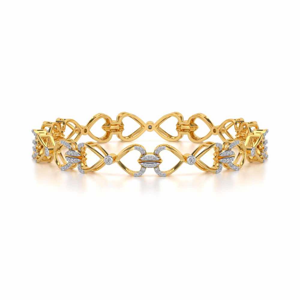 Flora Locked Silver Bangles - Yellow Gold - Image 4