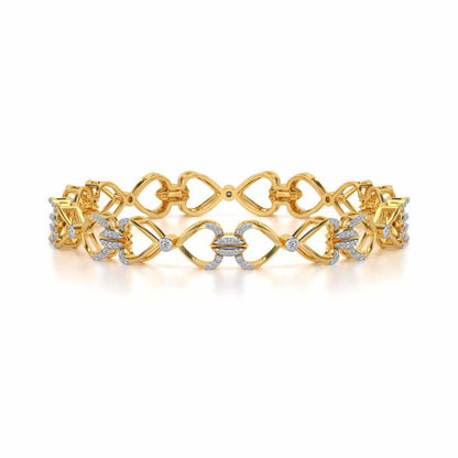 Flora Locked Silver Bangles - Yellow Gold - Image 4
