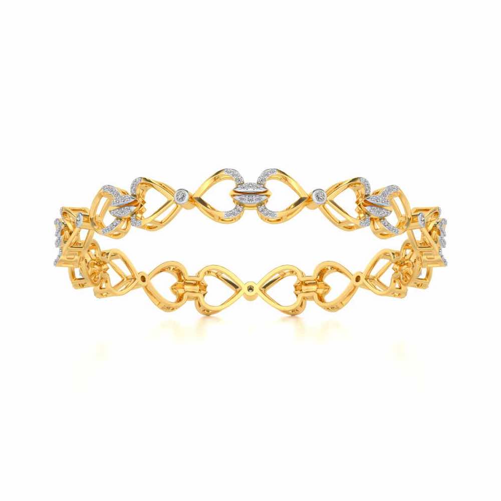 Flora Locked Silver Bangles - Yellow Gold - Image 5
