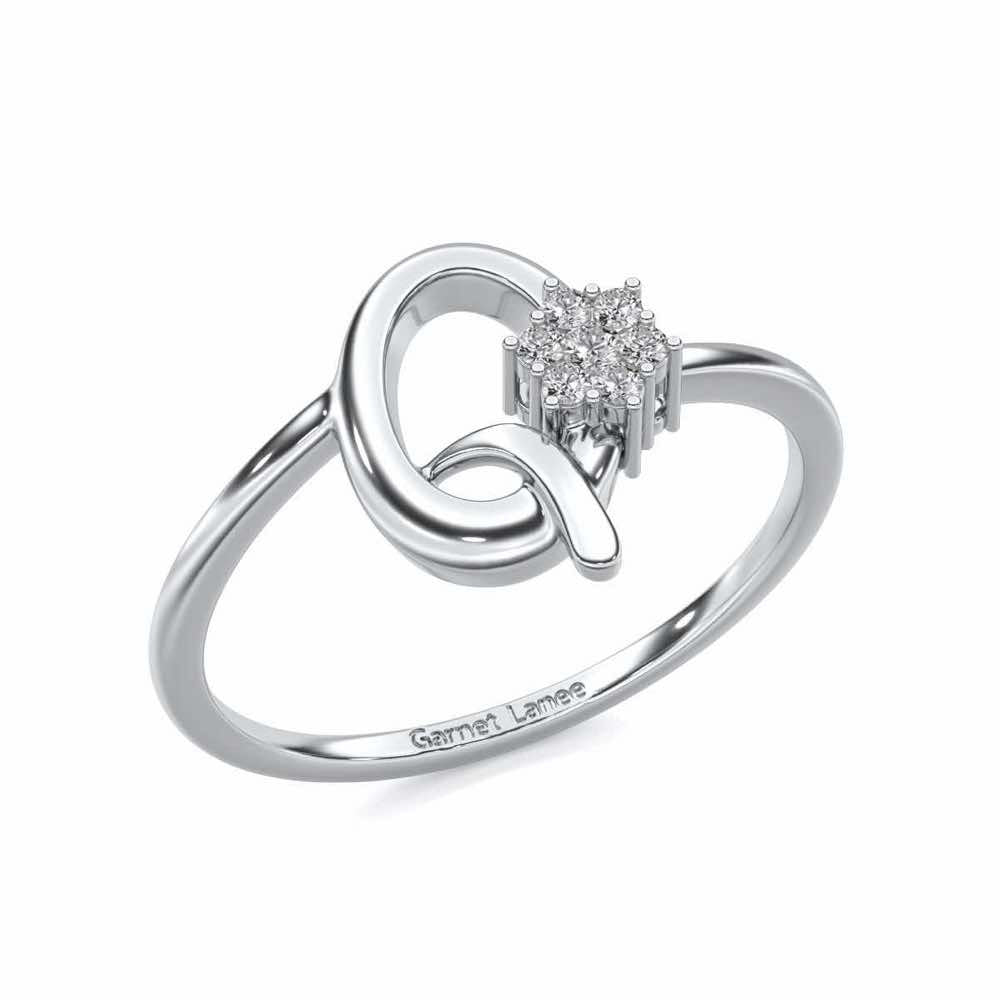 Flora Q Silver Ring - White Gold - Image 1