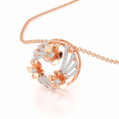Flora Sheen Silver Pendant - Rose Gold - Image 2