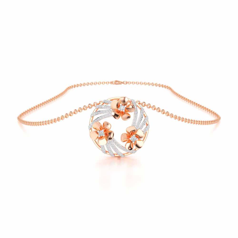 Flora Sheen Silver Pendant - Rose Gold - Image 3