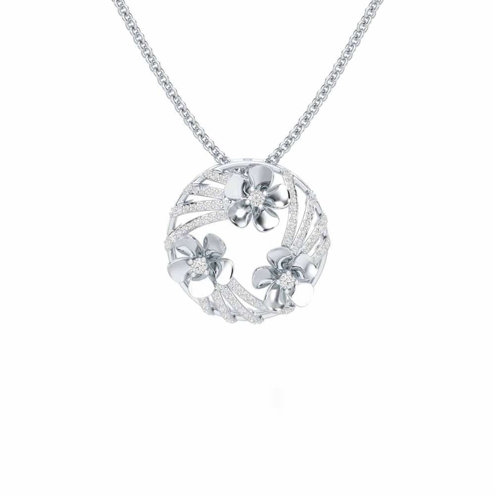 Flora Sheen Silver Pendant - White Gold - Image 1