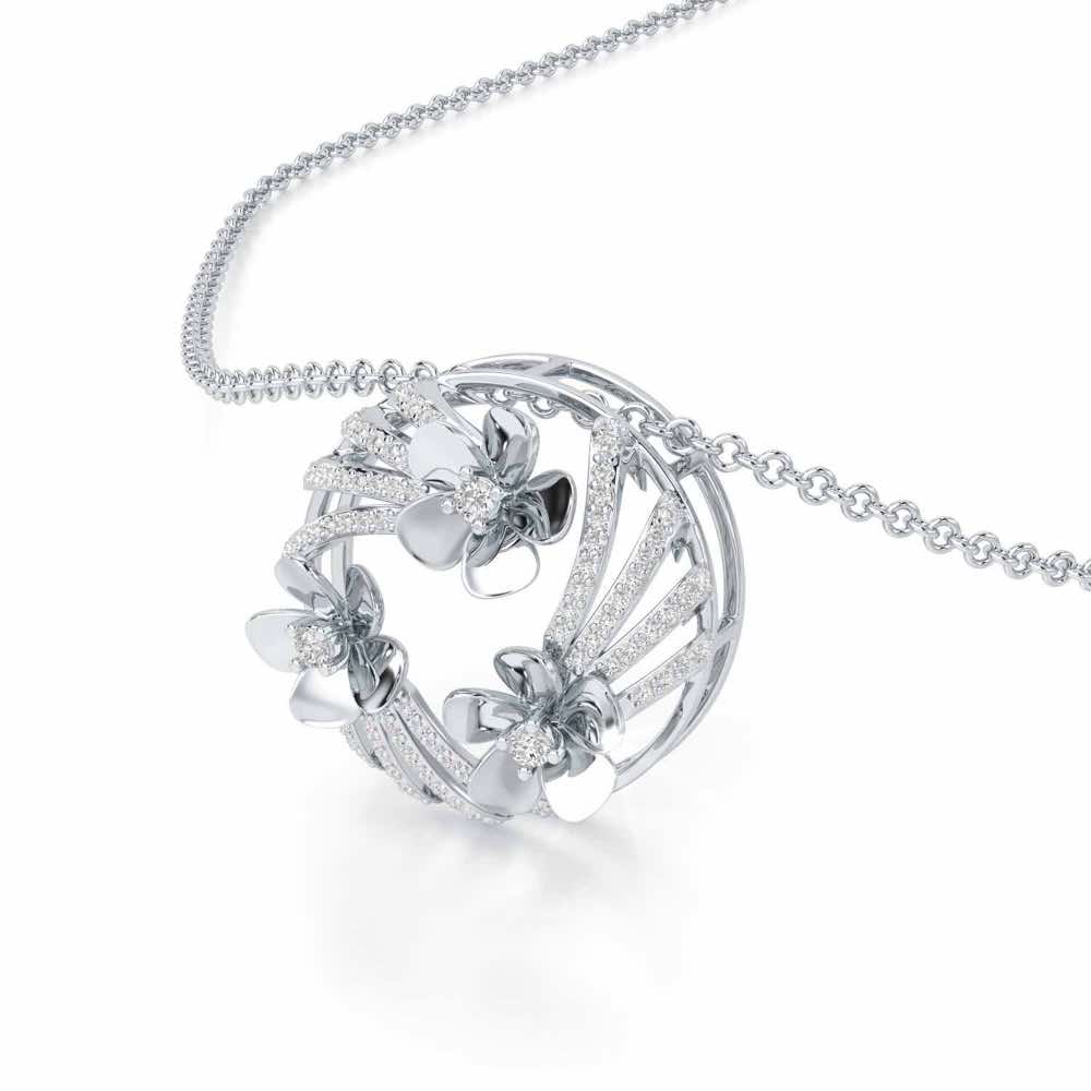 Flora Sheen Silver Pendant - White Gold - Image 2