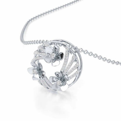 Flora Sheen Silver Pendant - White Gold - Image 2