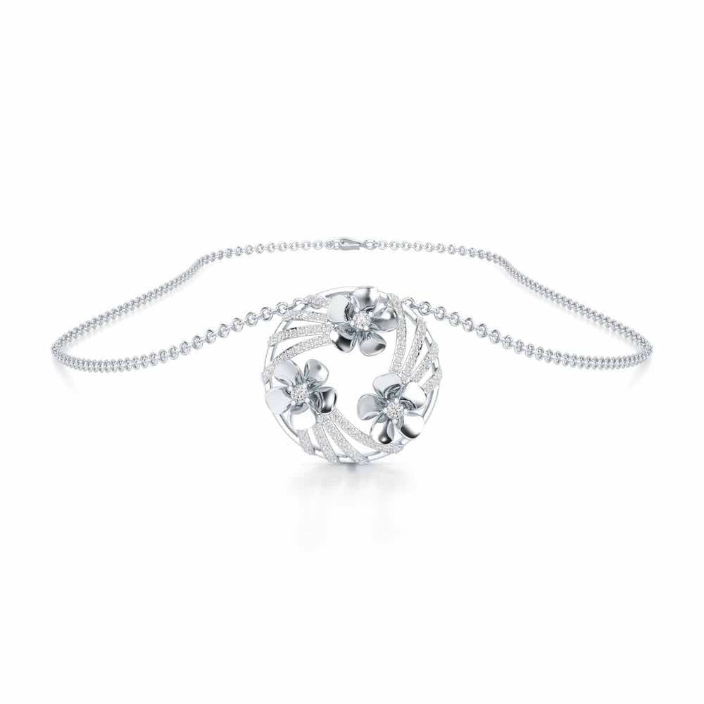Flora Sheen Silver Pendant - White Gold - Image 3