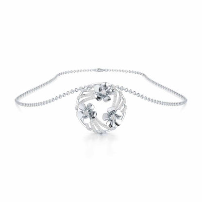 Flora Sheen Silver Pendant - White Gold - Image 3