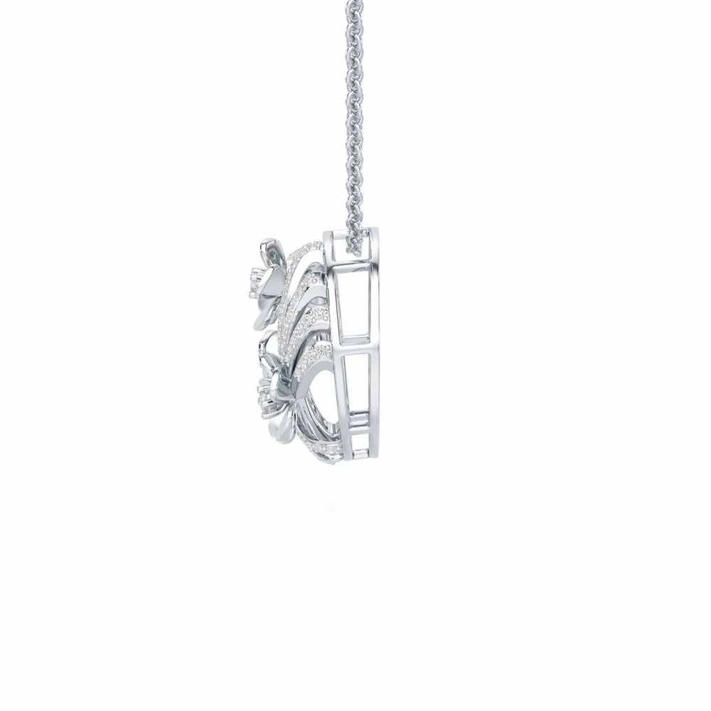 Flora Sheen Silver Pendant - White Gold - Image 4