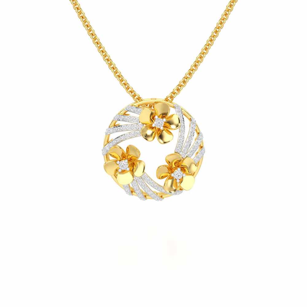 Flora Sheen Silver Pendant - Yellow Gold - Image 1