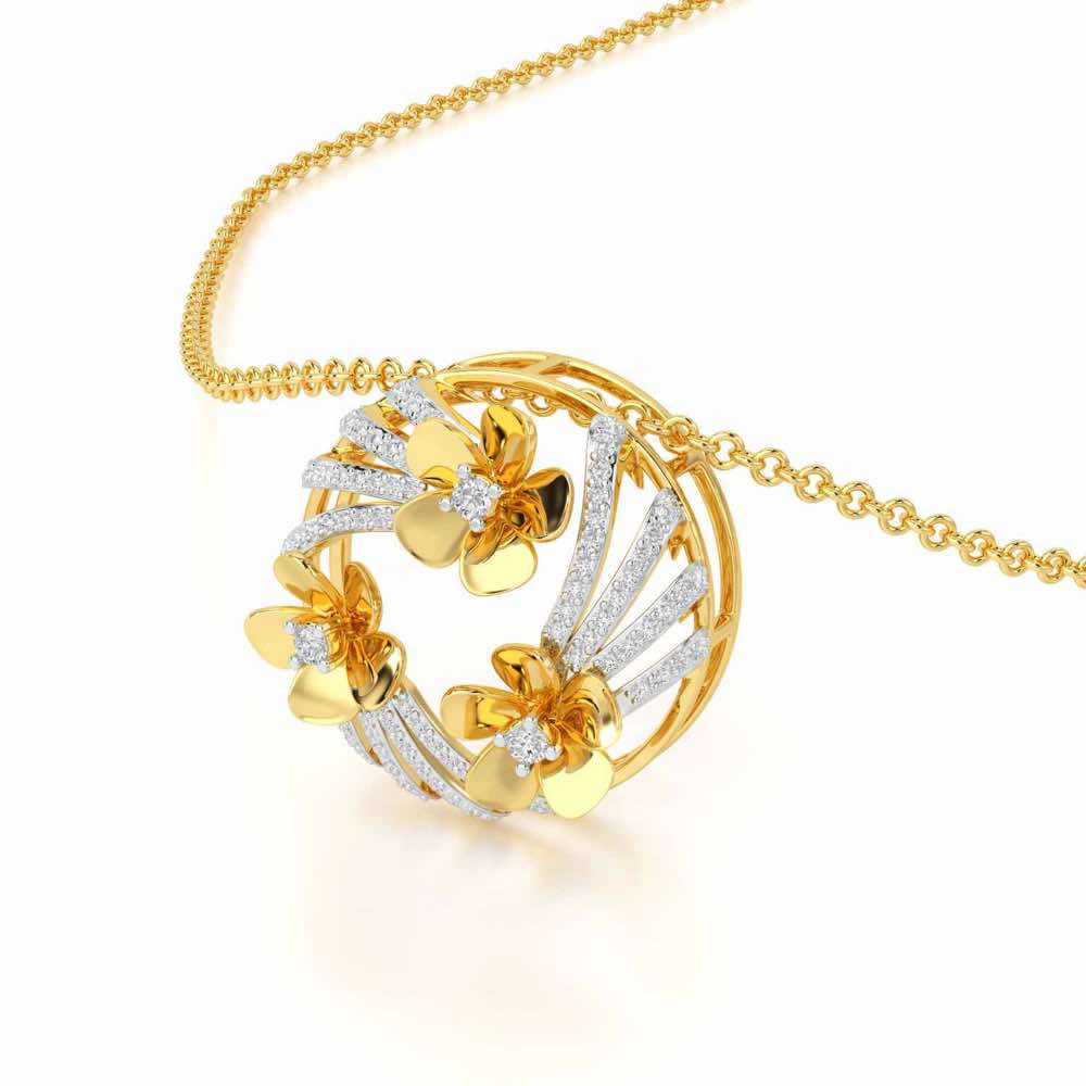 Flora Sheen Silver Pendant - Yellow Gold - Image 2