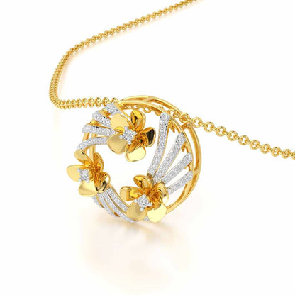 Flora Sheen Silver Pendant - Yellow Gold - Image 2