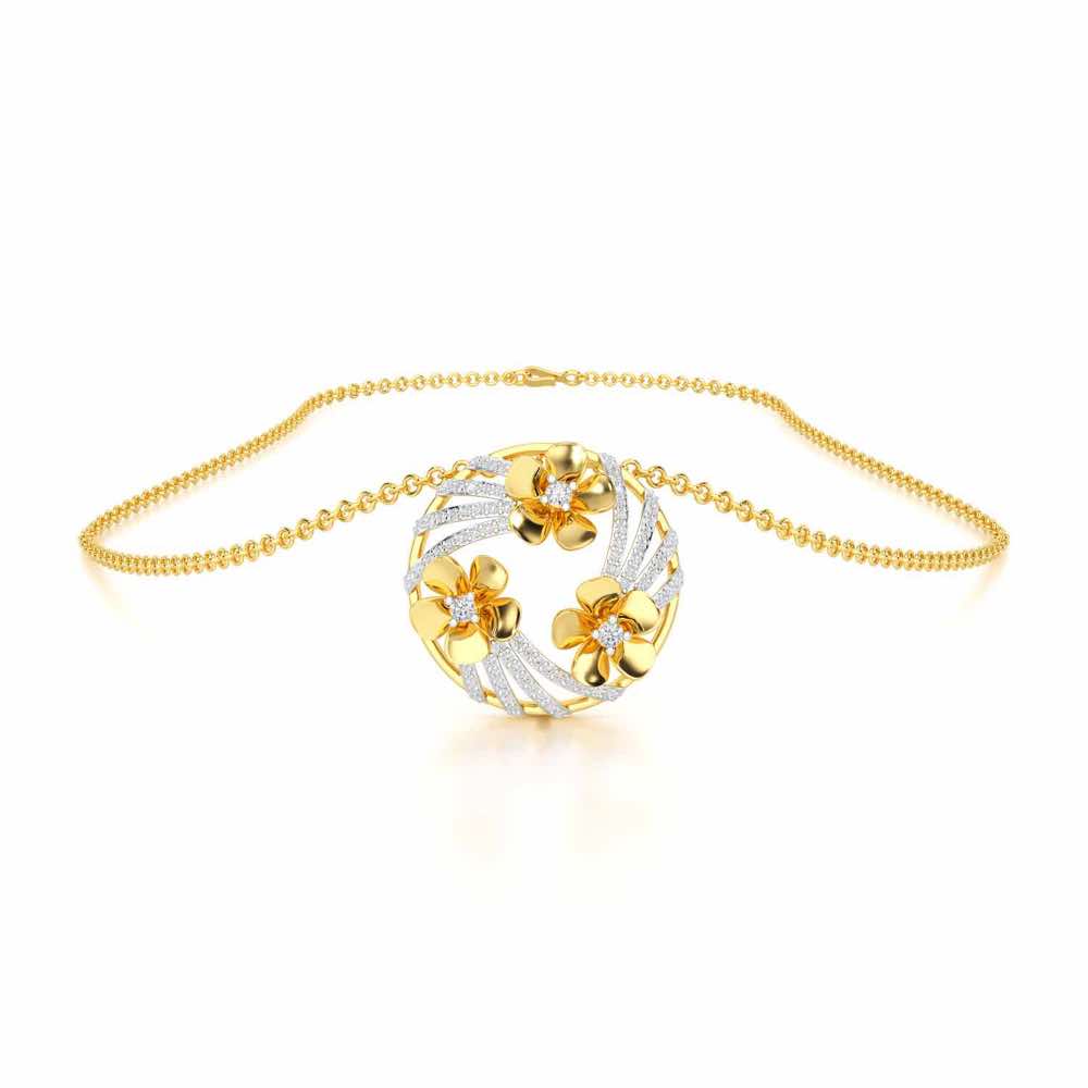 Flora Sheen Silver Pendant - Yellow Gold - Image 3