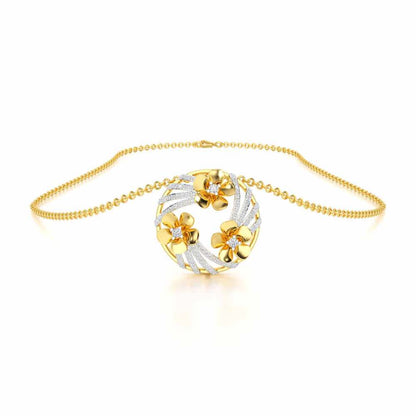Flora Sheen Silver Pendant - Yellow Gold - Image 3