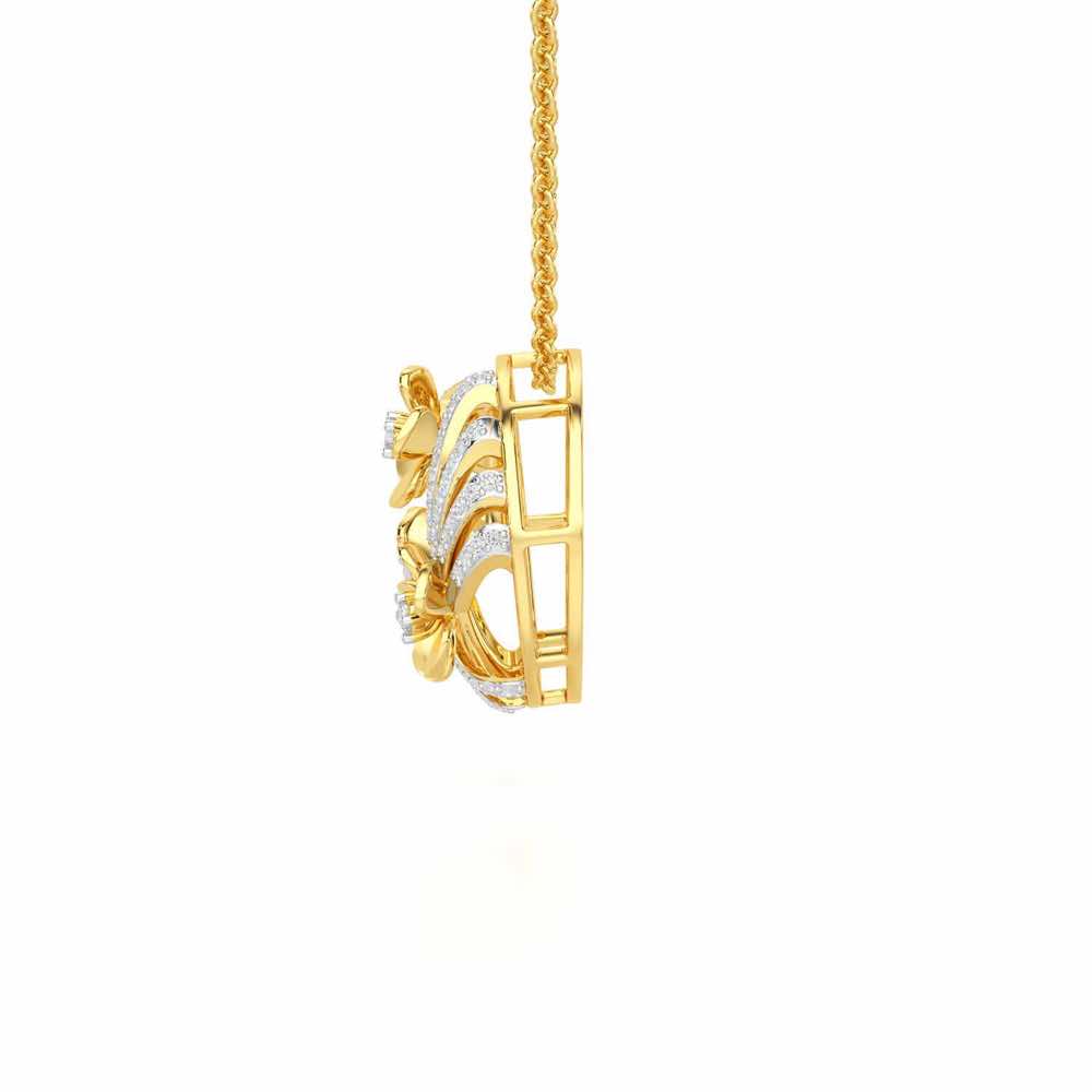 Flora Sheen Silver Pendant - Yellow Gold - Image 4