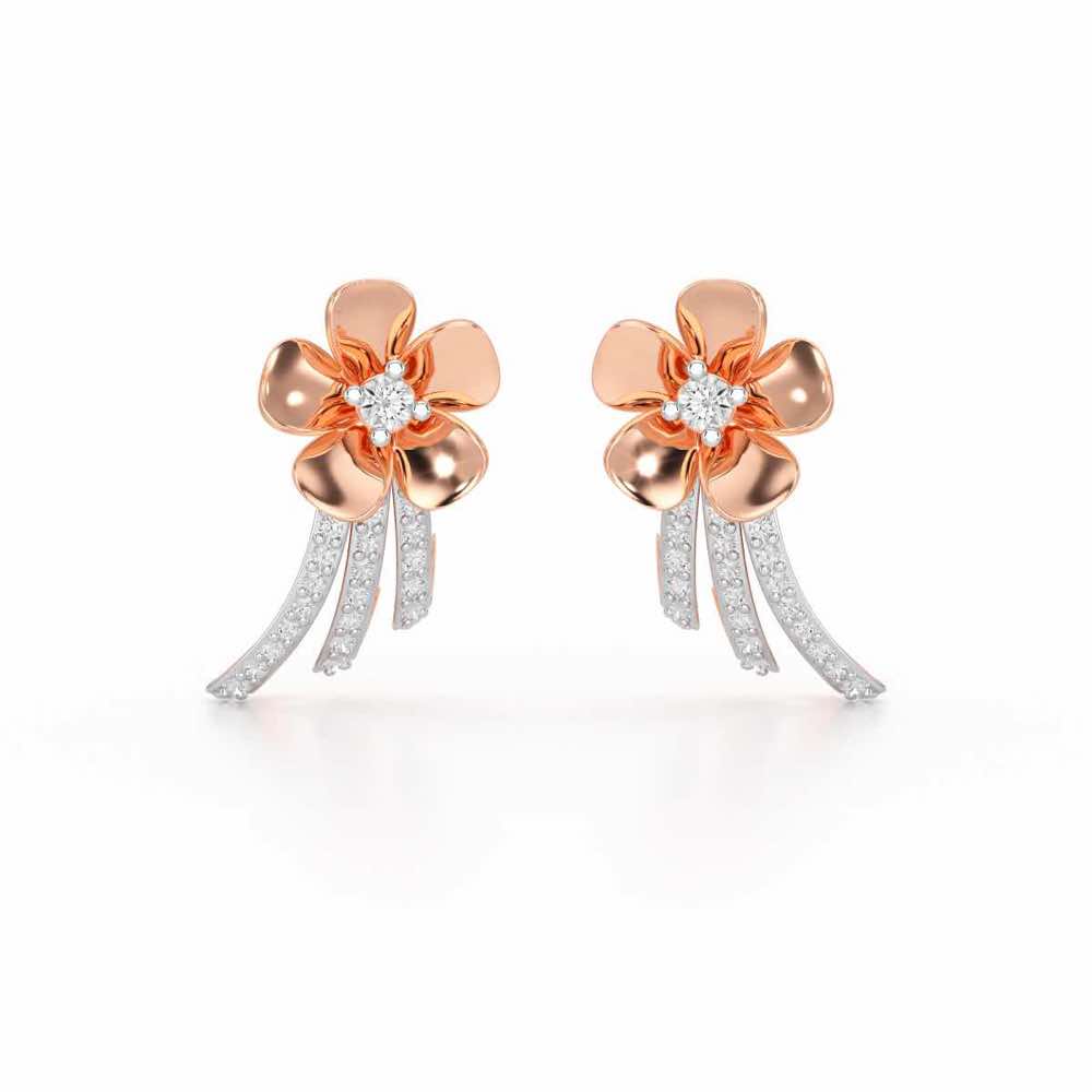 Flora Sheen Silver Stud Earrings - Rose Gold - Image 1