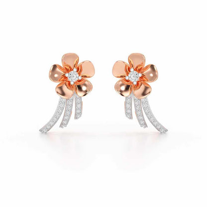 Flora Sheen Silver Stud Earrings - Rose Gold - Image 1