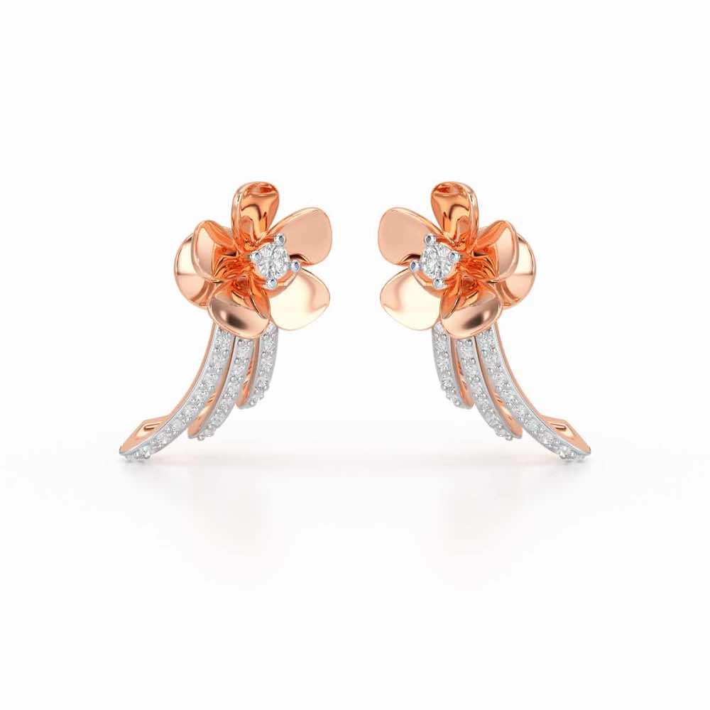 Flora Sheen Silver Stud Earrings - Rose Gold - Image 2