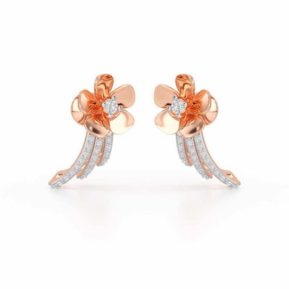 Flora Sheen Silver Stud Earrings - Rose Gold - Image 2