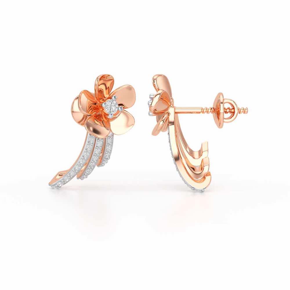 Flora Sheen Silver Stud Earrings - Rose Gold - Image 4