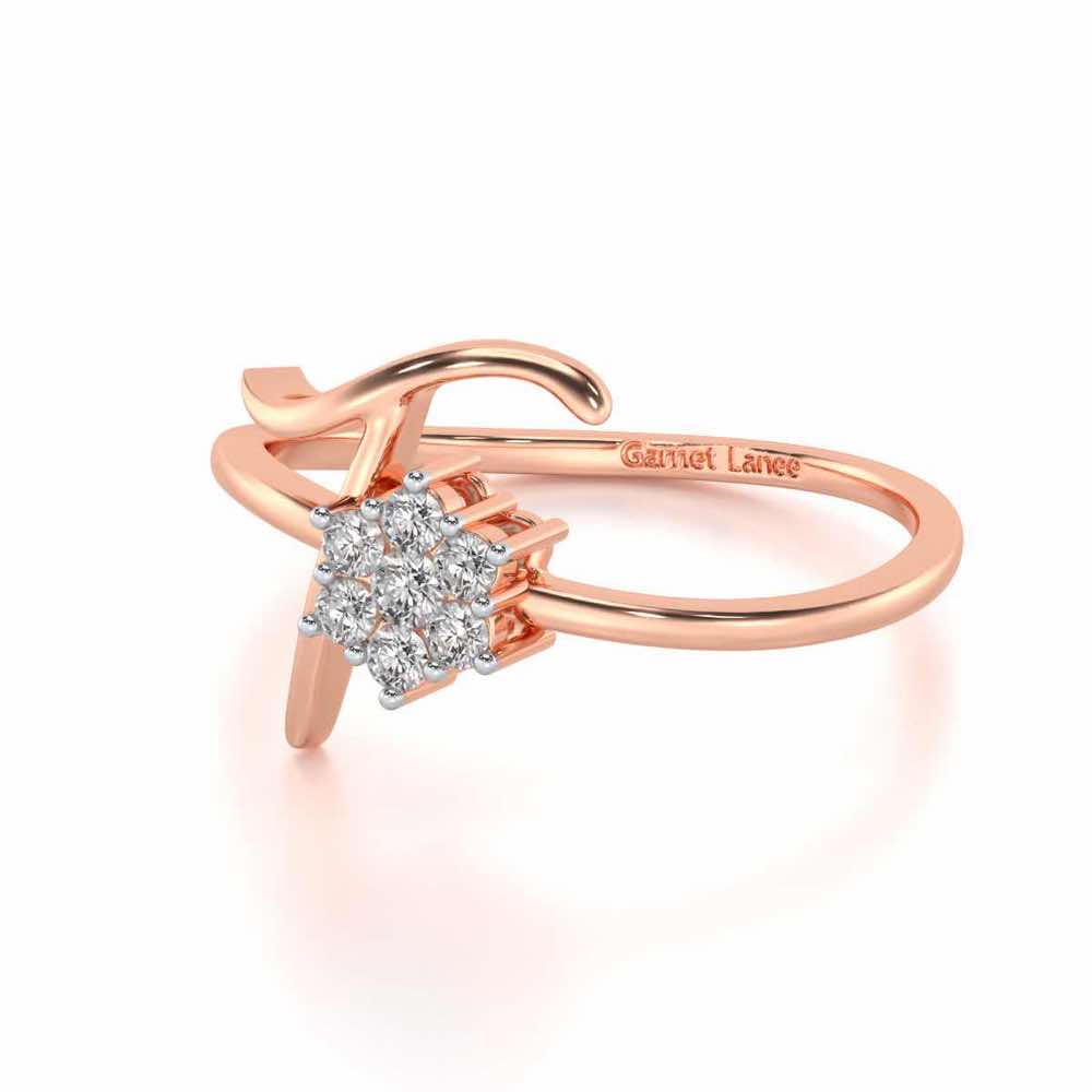 Flora T Silver Ring - Rose Gold - Image 2