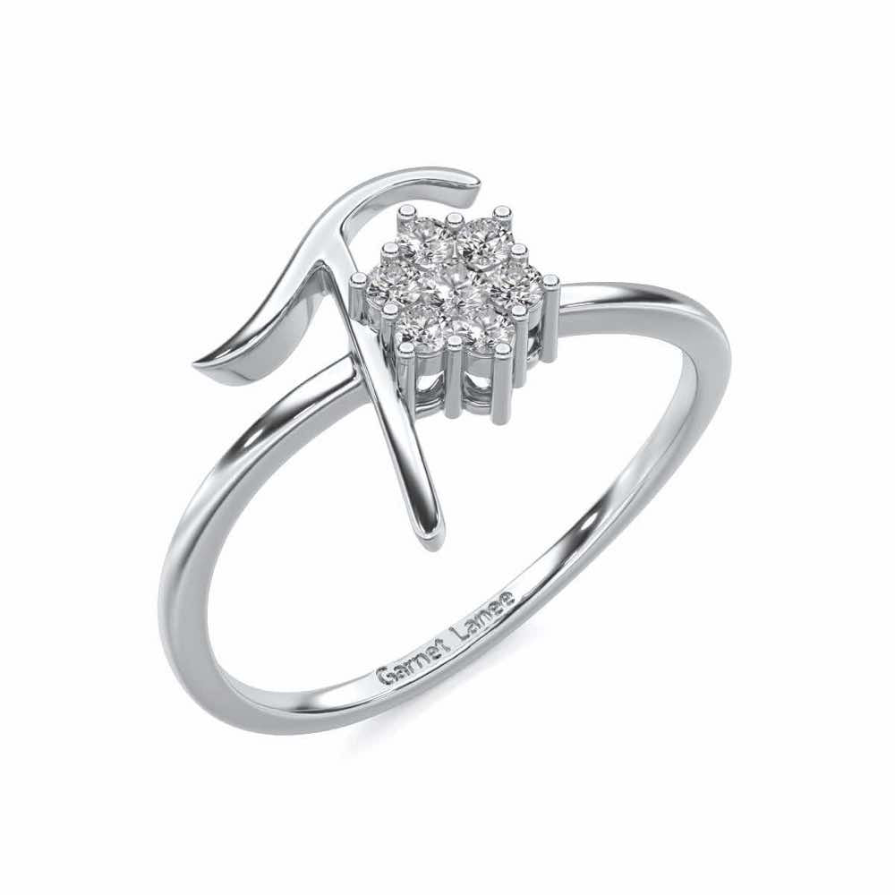 Flora T Silver Ring - White Gold - Image 1
