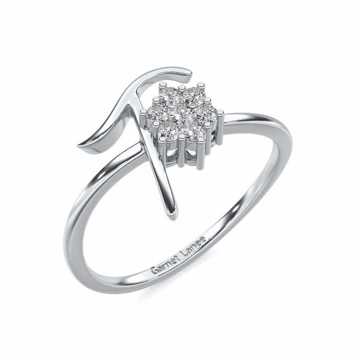 Flora T Silver Ring - White Gold - Image 1
