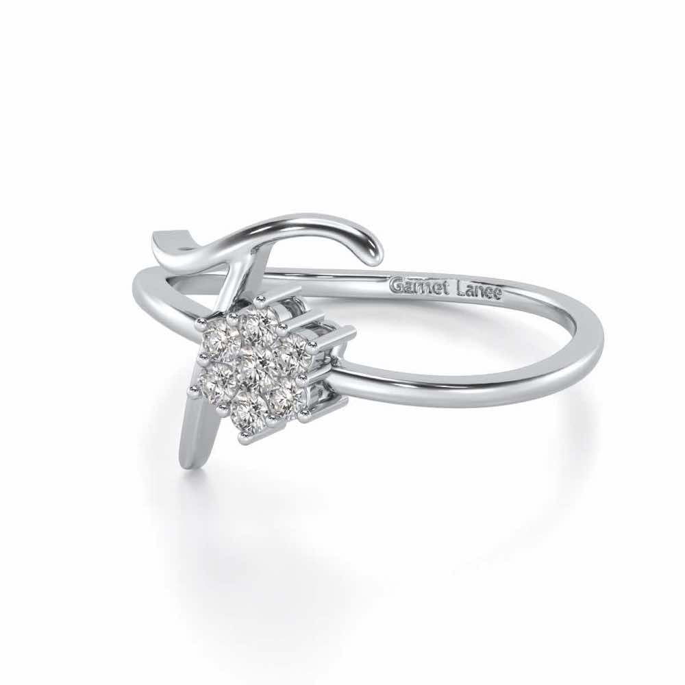 Flora T Silver Ring - White Gold - Image 2