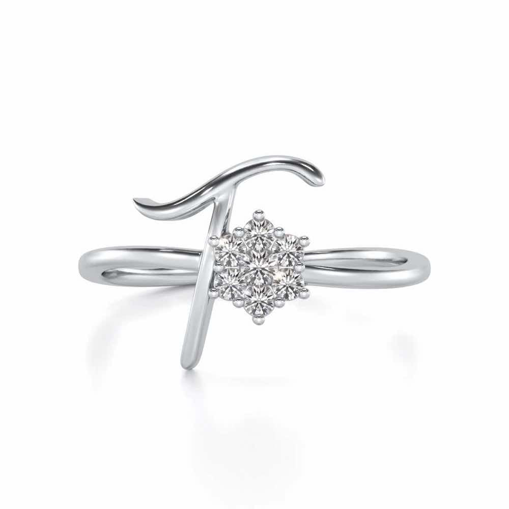 Flora T Silver Ring - White Gold - Image 4