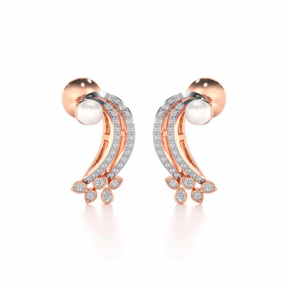 Flora-Tide Silver Pearl Earrings - Rose Gold - Image 1