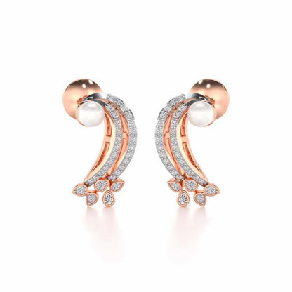 Flora-Tide Silver Pearl Earrings - Rose Gold - Image 1