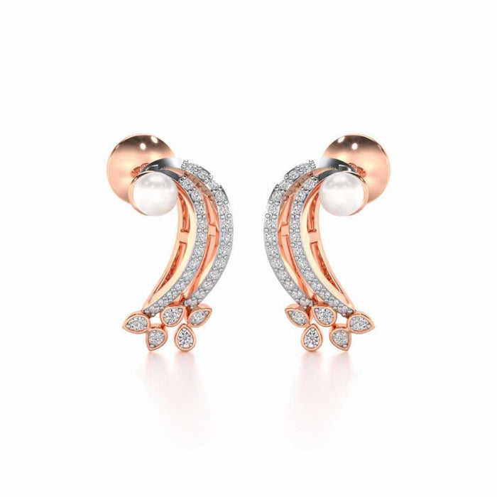 Flora-Tide Silver Pearl Earrings - Rose Gold - Image 1