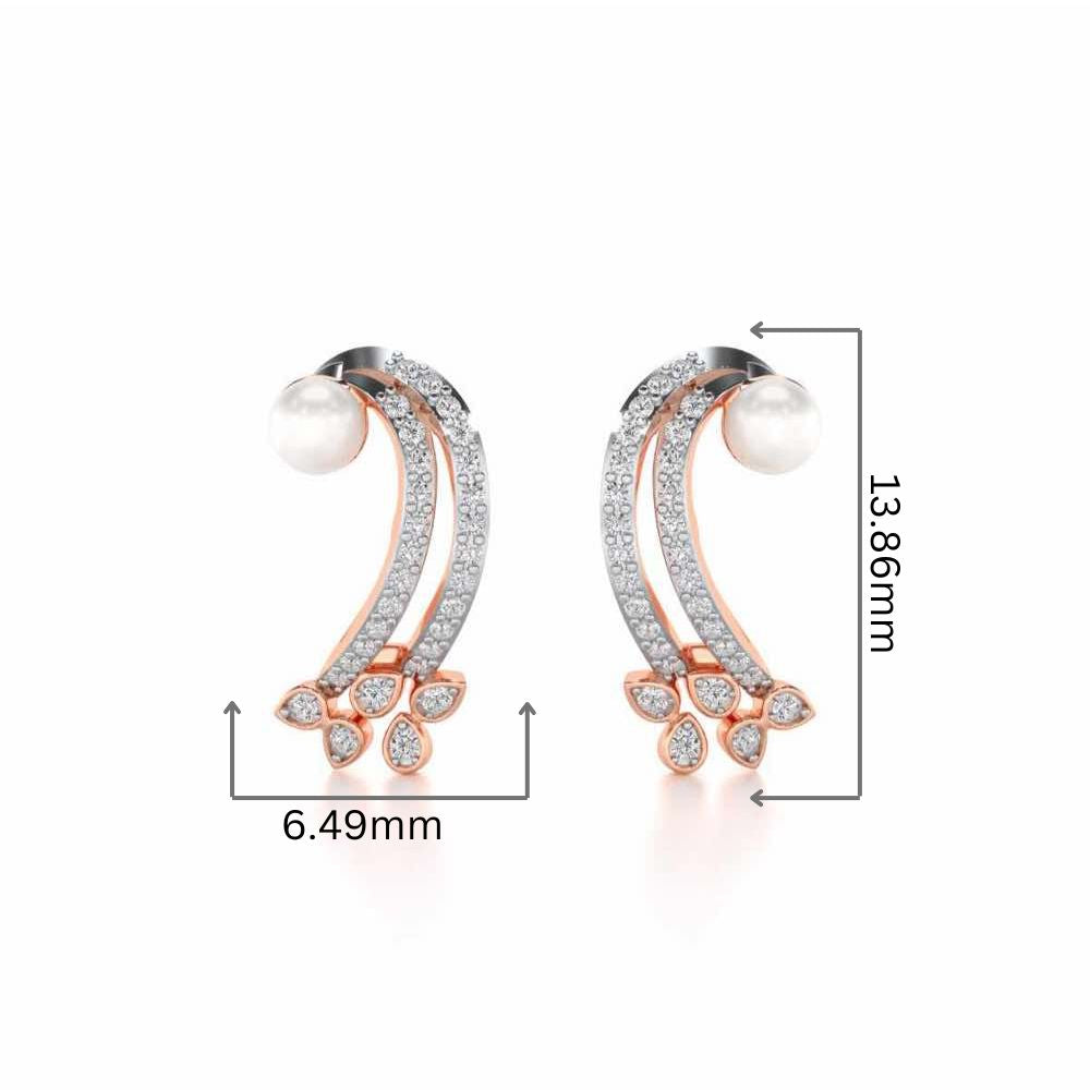 Flora-Tide Silver Pearl Earrings - Rose Gold - Image 2