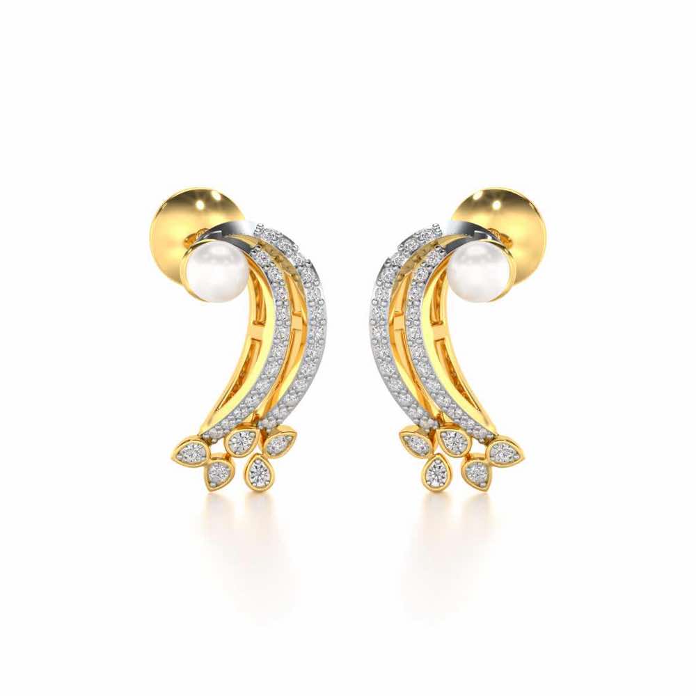 Flora-Tide Silver Pearl Earrings - Yellow Gold - Image 1