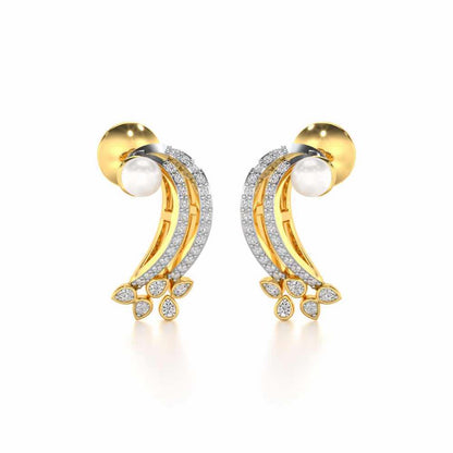 Flora-Tide Silver Pearl Earrings - Yellow Gold - Image 1