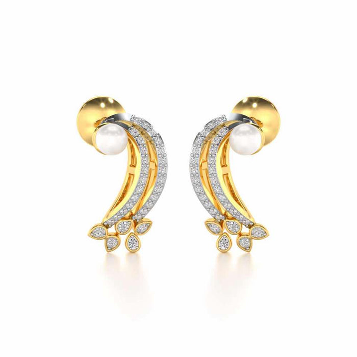Flora-Tide Silver Pearl Earrings - Yellow Gold - Image 1