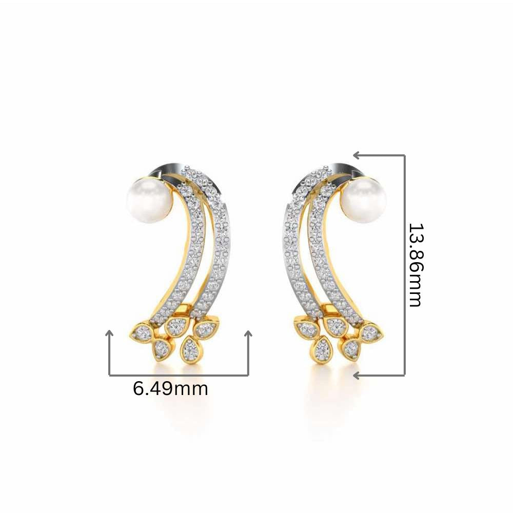 Flora-Tide Silver Pearl Earrings - Yellow Gold - Image 2