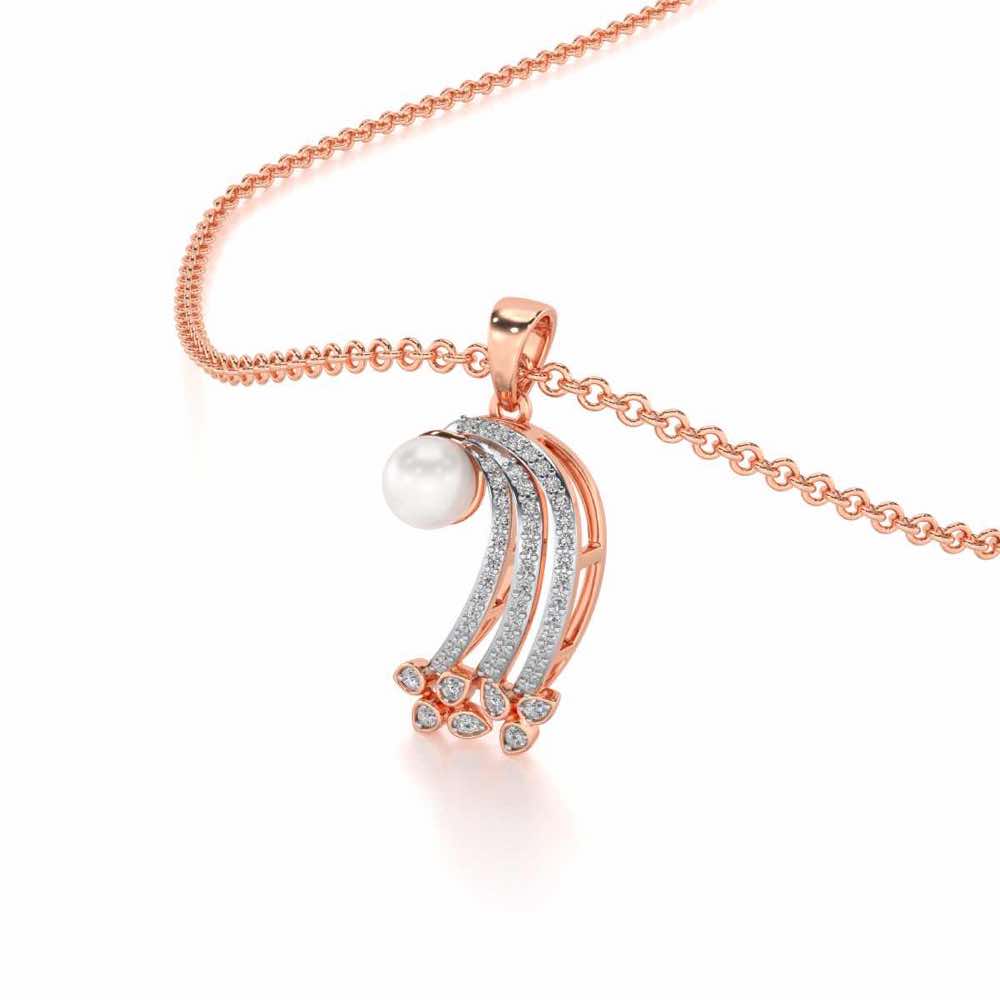 Flora-Tide Silver Pearl Pendant - Rose Gold - Image 1
