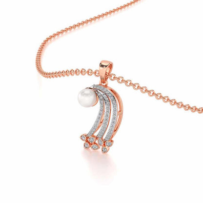 Flora-Tide Silver Pearl Pendant - Rose Gold - Image 1