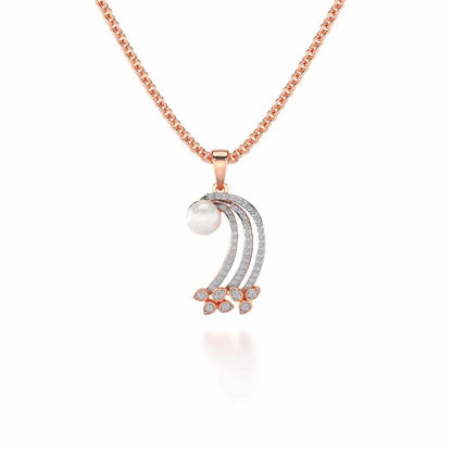 Flora-Tide Silver Pearl Pendant - Rose Gold - Image 2