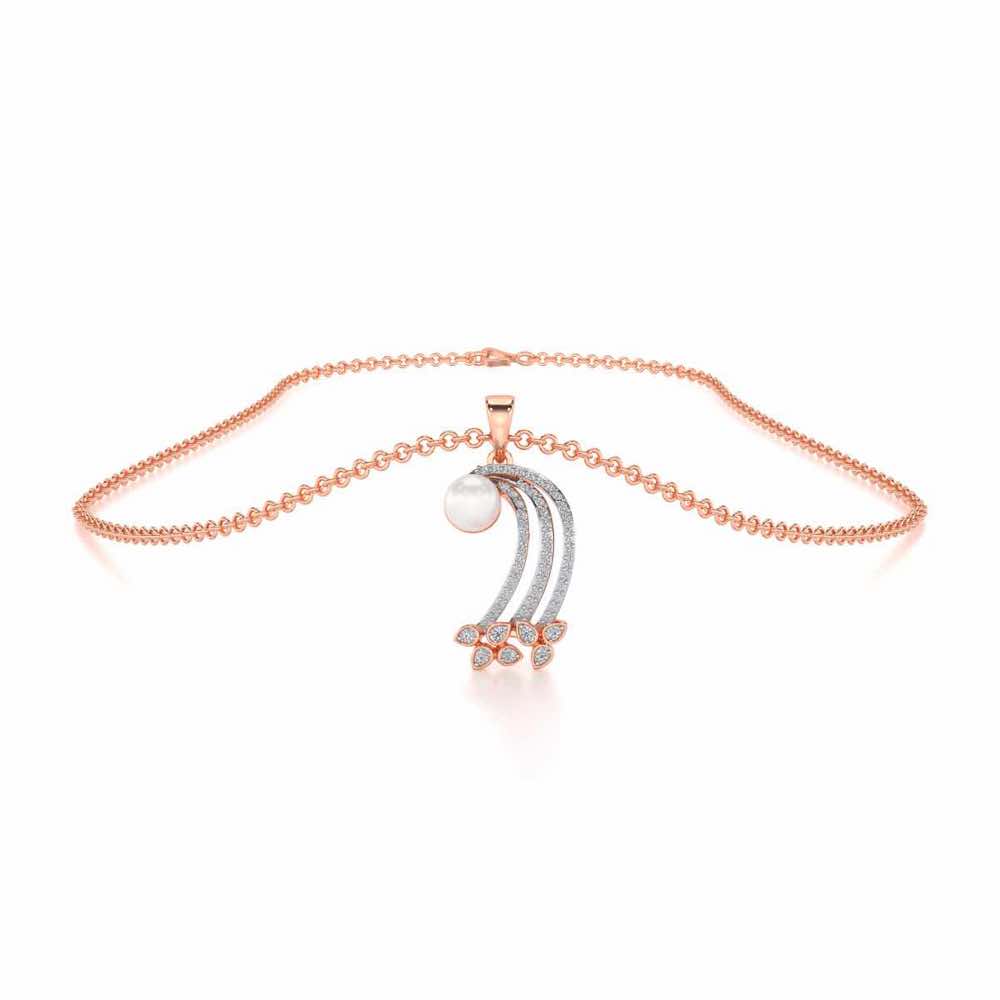 Flora-Tide Silver Pearl Pendant - Rose Gold - Image 3