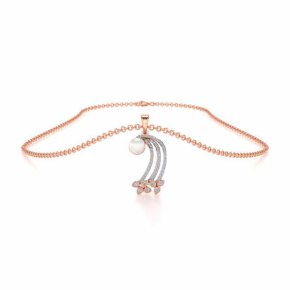 Flora-Tide Silver Pearl Pendant - Rose Gold - Image 3