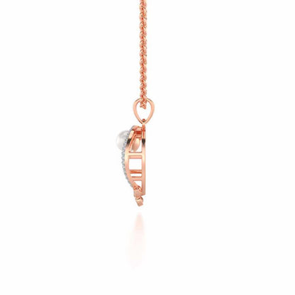 Flora-Tide Silver Pearl Pendant - Rose Gold - Image 4