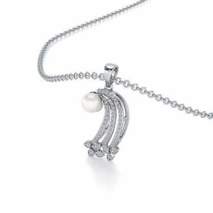 Flora-Tide Silver Pearl Pendant - White Gold - Image 1