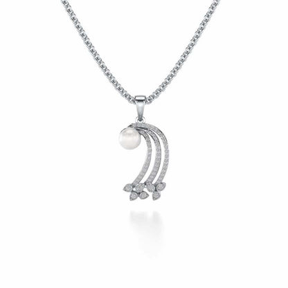 Flora-Tide Silver Pearl Pendant - White Gold - Image 2