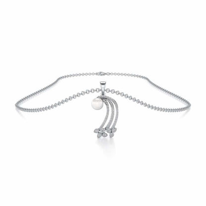 Flora-Tide Silver Pearl Pendant - White Gold - Image 3