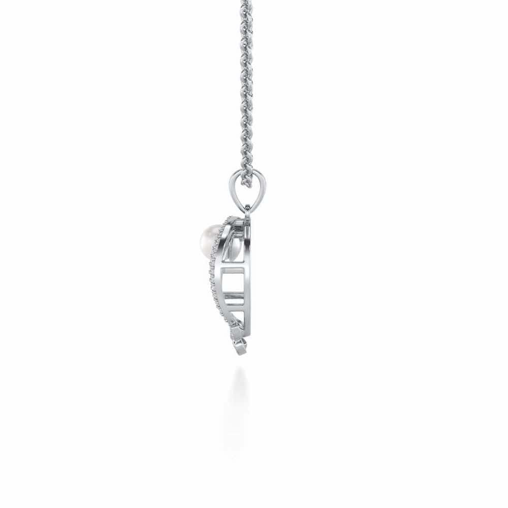 Flora-Tide Silver Pearl Pendant - White Gold - Image 4