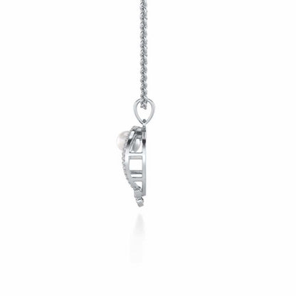 Flora-Tide Silver Pearl Pendant - White Gold - Image 4