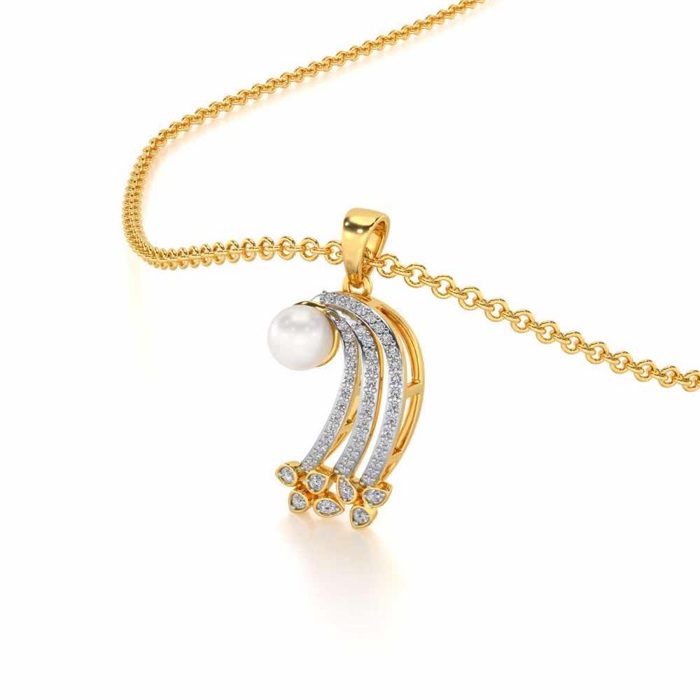Flora-Tide Silver Pearl Pendant - Yellow Gold - Image 1