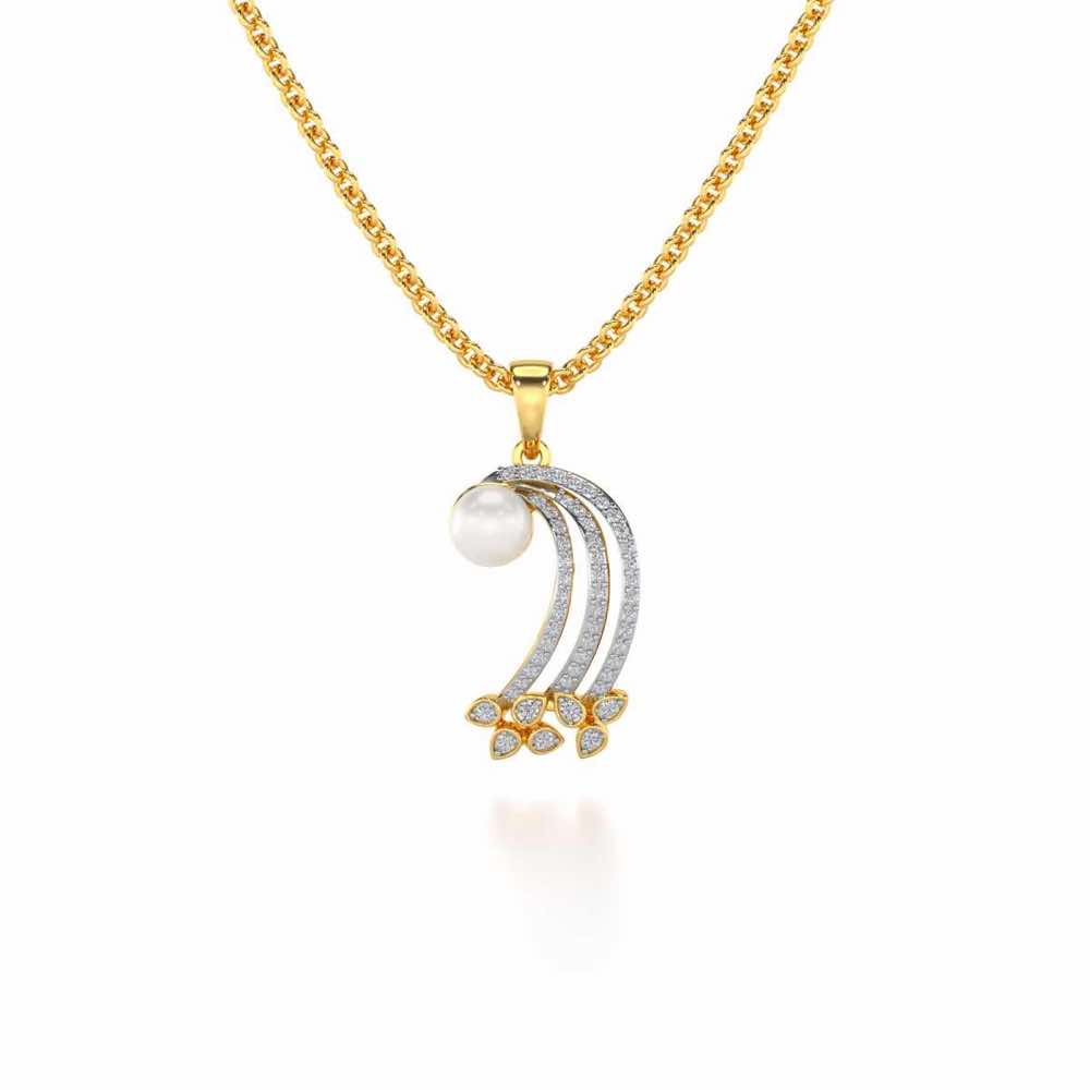 Flora-Tide Silver Pearl Pendant - Yellow Gold - Image 2
