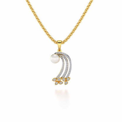 Flora-Tide Silver Pearl Pendant - Yellow Gold - Image 2